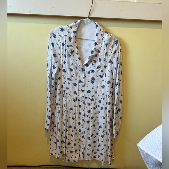 Sezane Robe Aurora Blue roses dress. - Picture 1 of 7